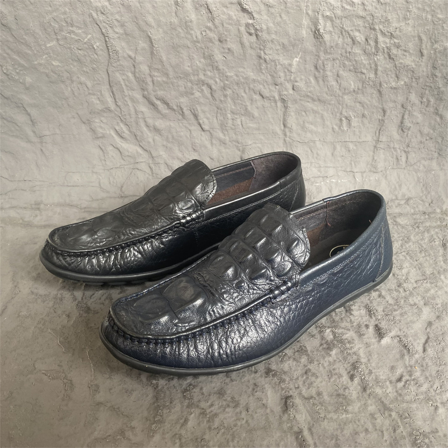 春秋款男鞋鳄鱼纹豆豆鞋真皮头层牛皮英伦潮流一脚蹬驾车豆豆鞋子