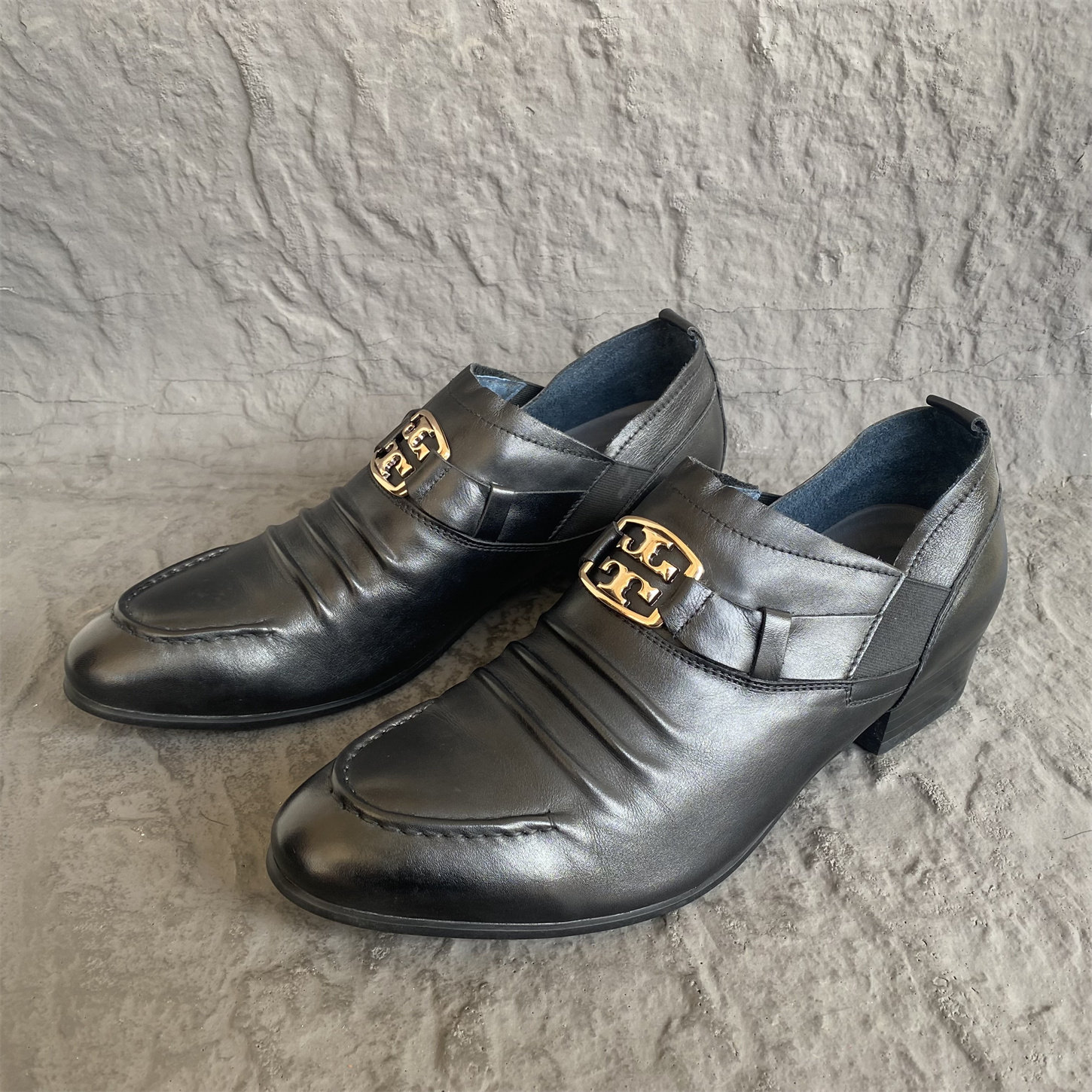 春秋款一脚蹬套脚男鞋英伦风商务正装尖头休闲鞋40/42码黑色百搭