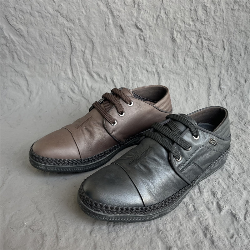 品牌撤柜正品男鞋休闲系带耐磨防滑工作鞋真皮头层牛皮透气单鞋子