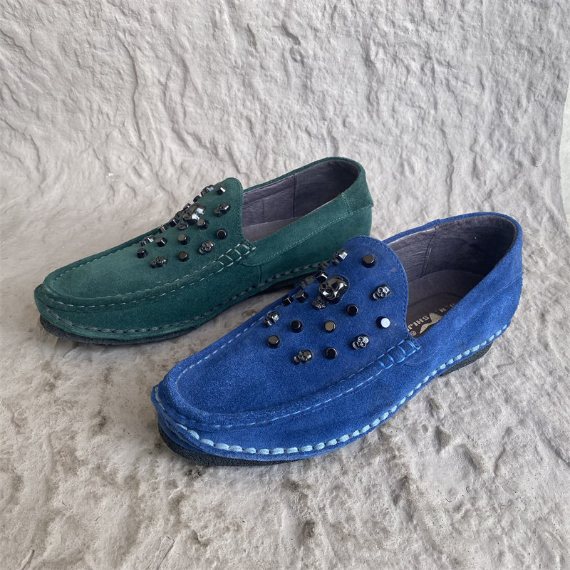 公牛品牌撤柜男鞋真皮豆豆鞋男士休闲皮鞋懒人缝线铆钉时尚驾车鞋