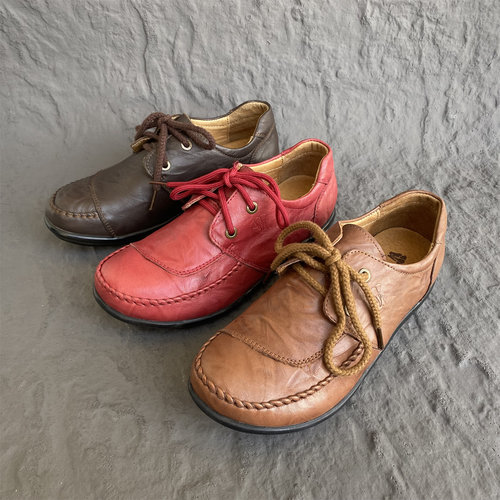 美洲象头层牛皮单鞋休闲平底