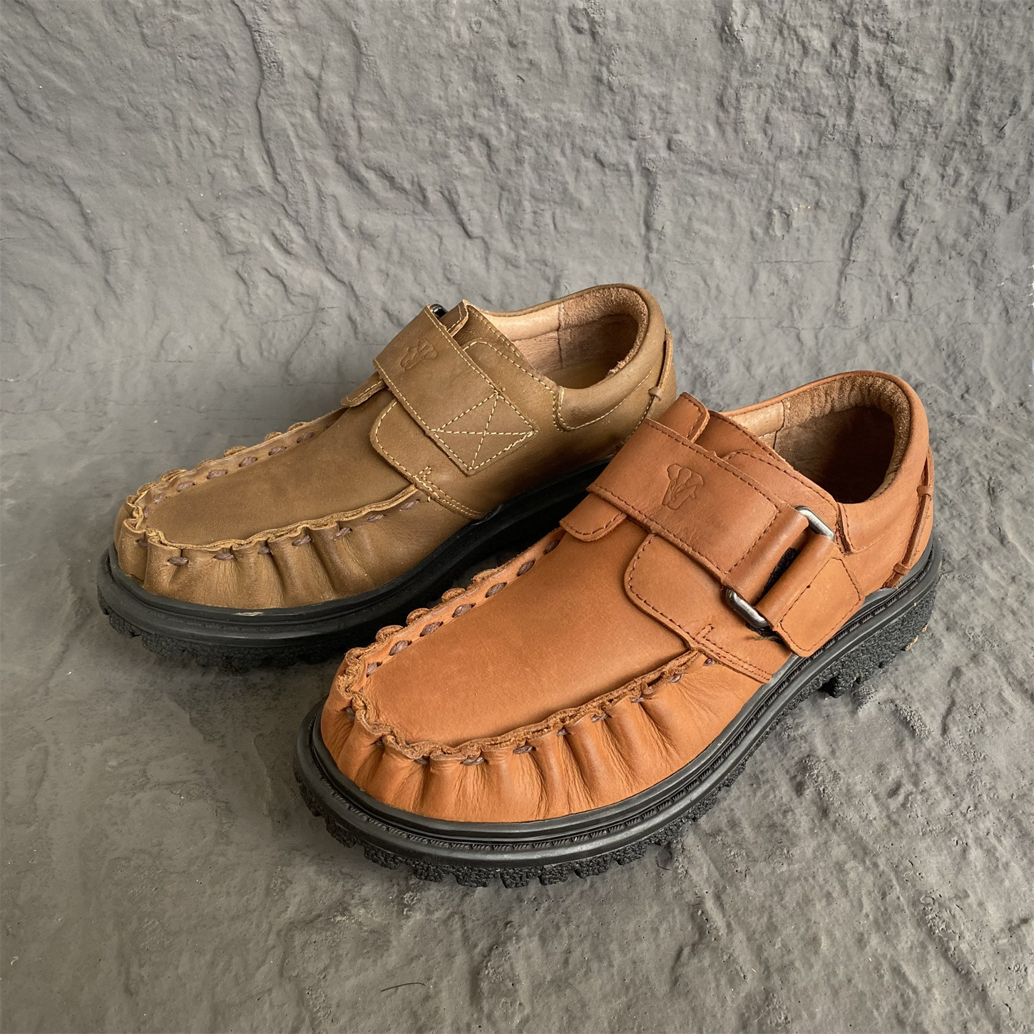 美洲象英伦风低帮牛筋底休闲皮鞋