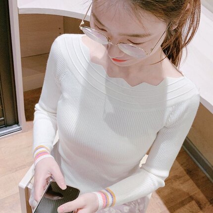 冰丝2026春秋小众新款百搭针织衫时尚圆领修身显长袖瘦短款女毛衣
