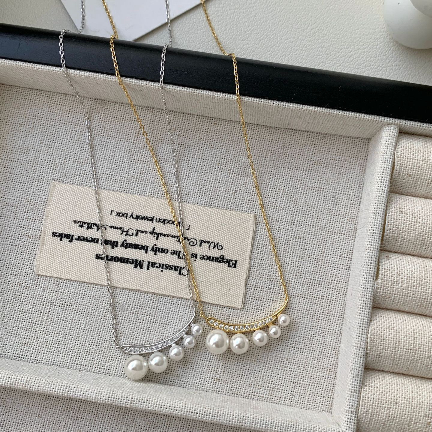 S925纯银珍珠水滴项链女韩国复古高级感小众设计小红书爆款锁骨链