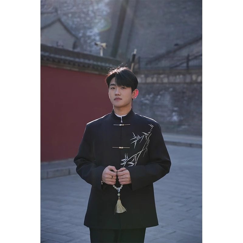 网图现货风中山装刺绣西服618-1-XZ06-P85控128图片