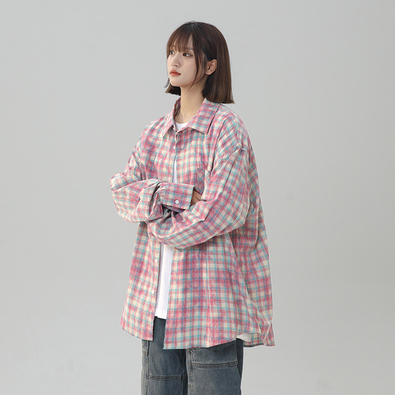 纯棉抖音品质休闲宽松衬衫外套618-CS555-P50控78女模,男装衬衫,星座618-1