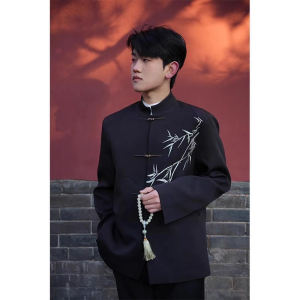 网图现货风中山装刺绣西服618-1-XZ06-P85控128图片