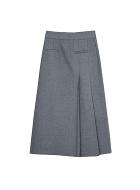 3S女装冬季简约高腰A字半身裙女灰色垂感显瘦中长裙通勤