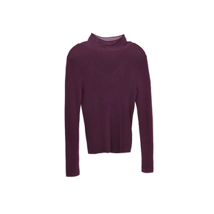 3S女装春季新款静奢风高领羊毛针织衫女长袖修身打底衫紫色毛衣