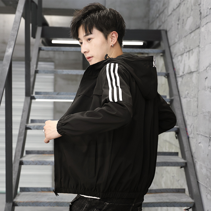 连帽夹克男外套男士风衣2020秋冬季韩版潮流户外运动休闲修身网红