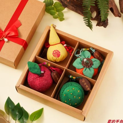 柿子香囊手工成品葫芦艾叶香包新年礼品可定制荷包礼盒装
