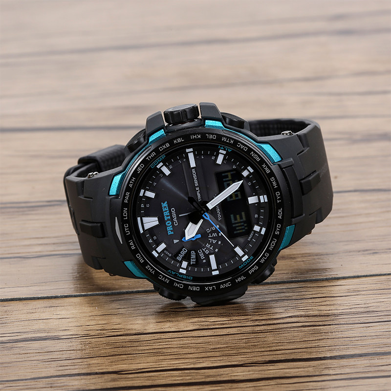 卡西欧手表男钛金属太阳能电波户外登山运动男士表prw-6100yt/y