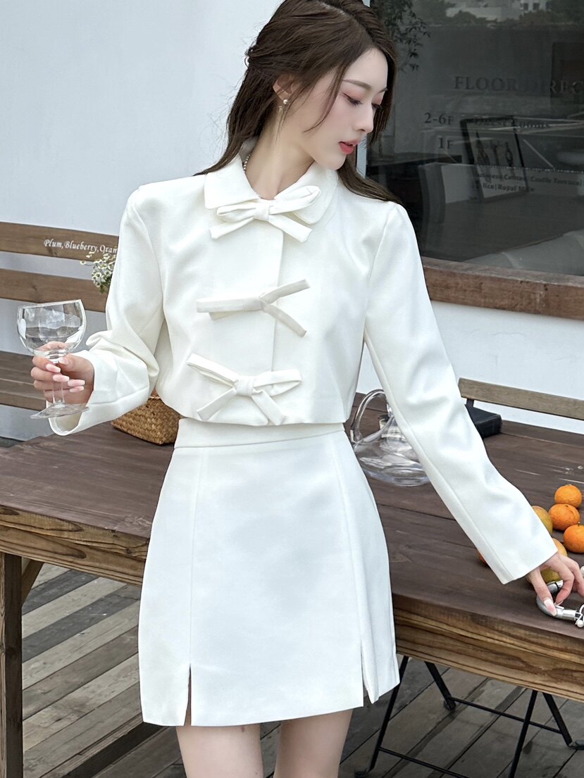 春装小香风新款裙套装女装气质小洋装女高级感时尚名媛两件套开叉