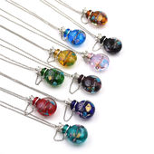 CoolDIY香薰精油瓶项链 琉璃瓶吊坠扩香饰品手工玻璃瓶毛衣链圆形