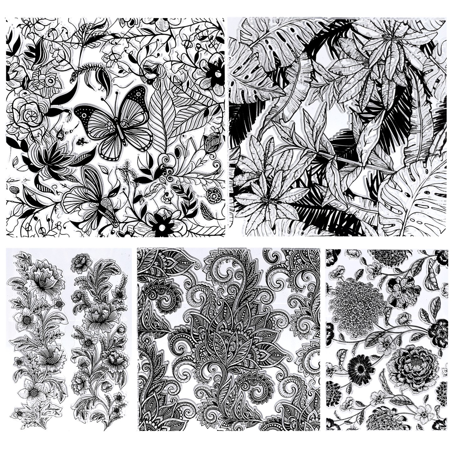 蝴蝶蜻蜓透明硅胶黏土图案印章陶泥软陶纹路图形植物花草花丛压模