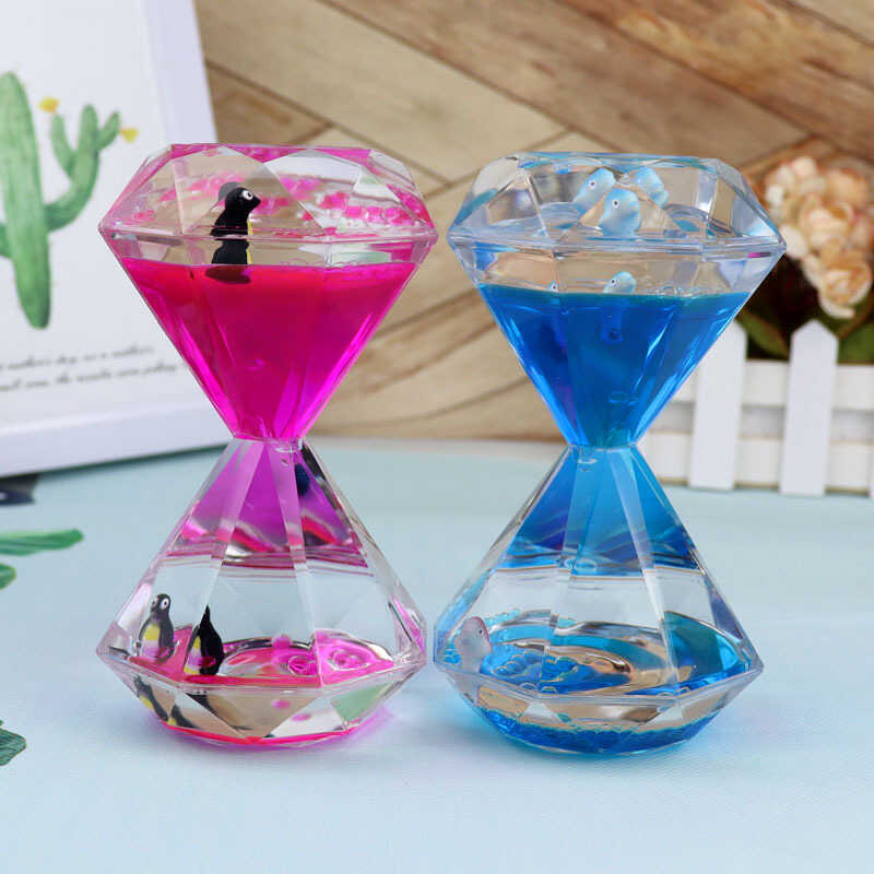 创意钻石海洋水漏油漏计时器多彩卡通漂浮油滴沙漏桌面办公室摆件图片