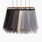 韩版 女装 2020新款 气质网纱a字短裙不规则百搭半身裙 天天特价