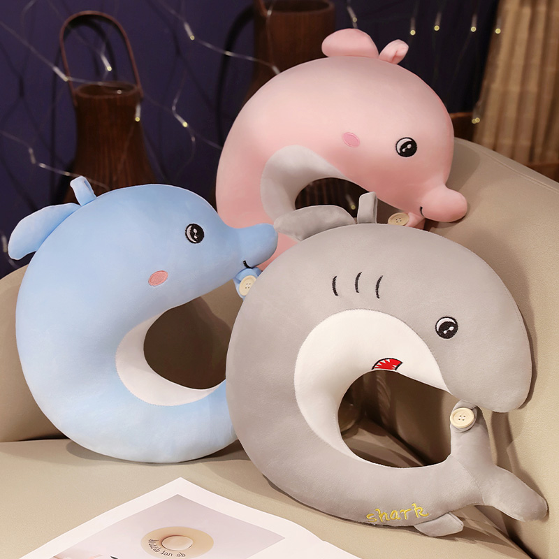 可爱海豚U型枕护颈枕旅行头枕便携脖枕办公室午睡趴枕头女生抱枕