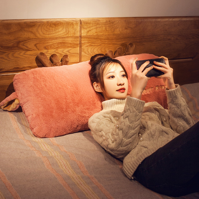 简约可爱舒适靠背床上枕头单人