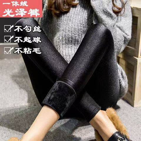 秋冬加绒加厚女显瘦踩脚打底裤外穿200斤加大码保暖紧身裤长裤