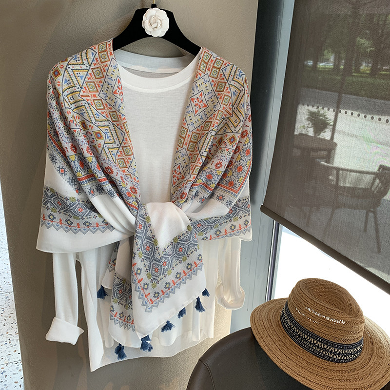 夏季云南旅游民族风防晒拍照妈妈丝巾女棉麻围巾流苏空调房薄披肩,服饰配件/皮带/帽子/围巾,围巾/丝巾/披肩,淘宝优惠券,粉丝福利购,淘宝优惠卷