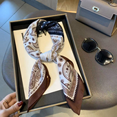 2026新款 复古佩斯利花纹老钱风方巾丝巾女春夏领巾时尚 绑腰围巾