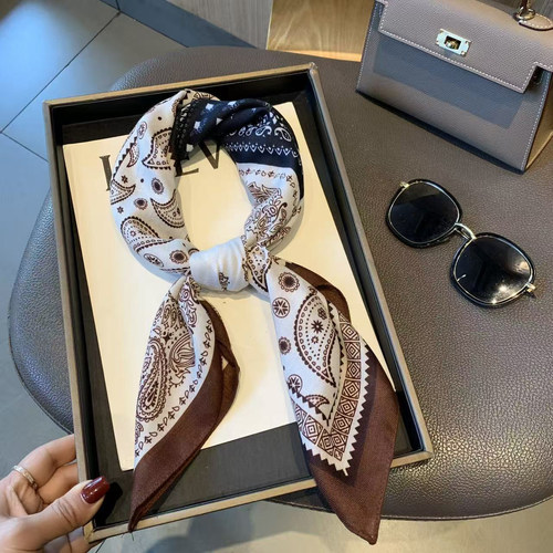 2026新款复古佩斯利花纹老钱风方巾丝巾女春夏领巾时尚绑腰围巾