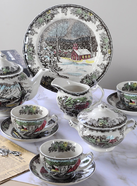 外贸出口英国Johnson Brothers原单爵士庄园高档陶瓷餐具盘子杯子