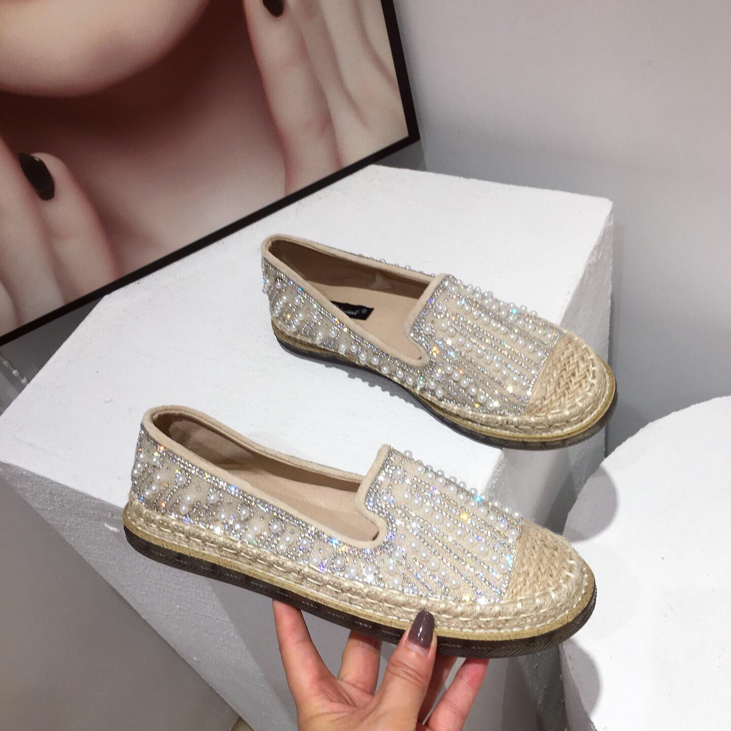 懒人珍珠孕妇舒适软底防滑渔夫鞋