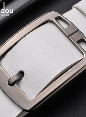 白色皮带男针扣休闲韩版真皮年轻人130cm加长裤带牛皮腰带男潮流