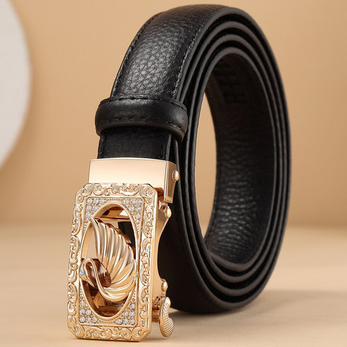 dalidou女士天鹅真皮自动扣皮带