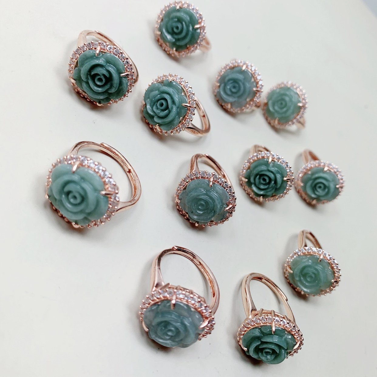 Natural a goods Emerald Blue water rose Ring   Women's money Emerald Ring   Minority Jewelry