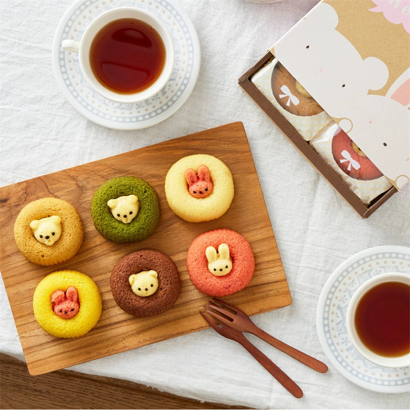 日本直邮零食 可爱小动物甜甜圈小兔子点心礼盒儿童零食6枚/盒