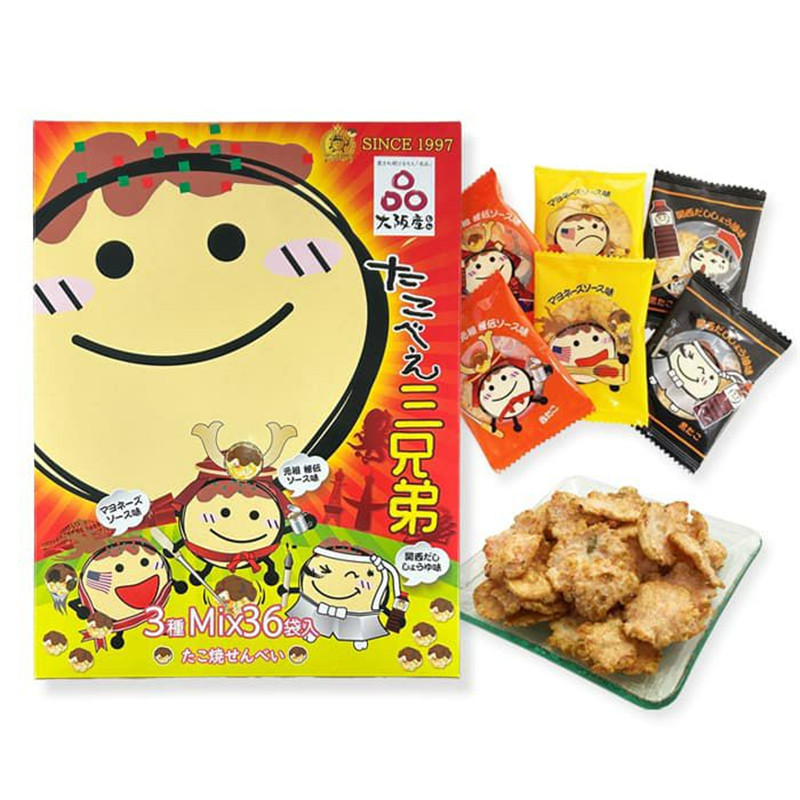 日本直邮 大阪特产 章鱼小丸子三兄弟 仙贝米饼（36袋装）
