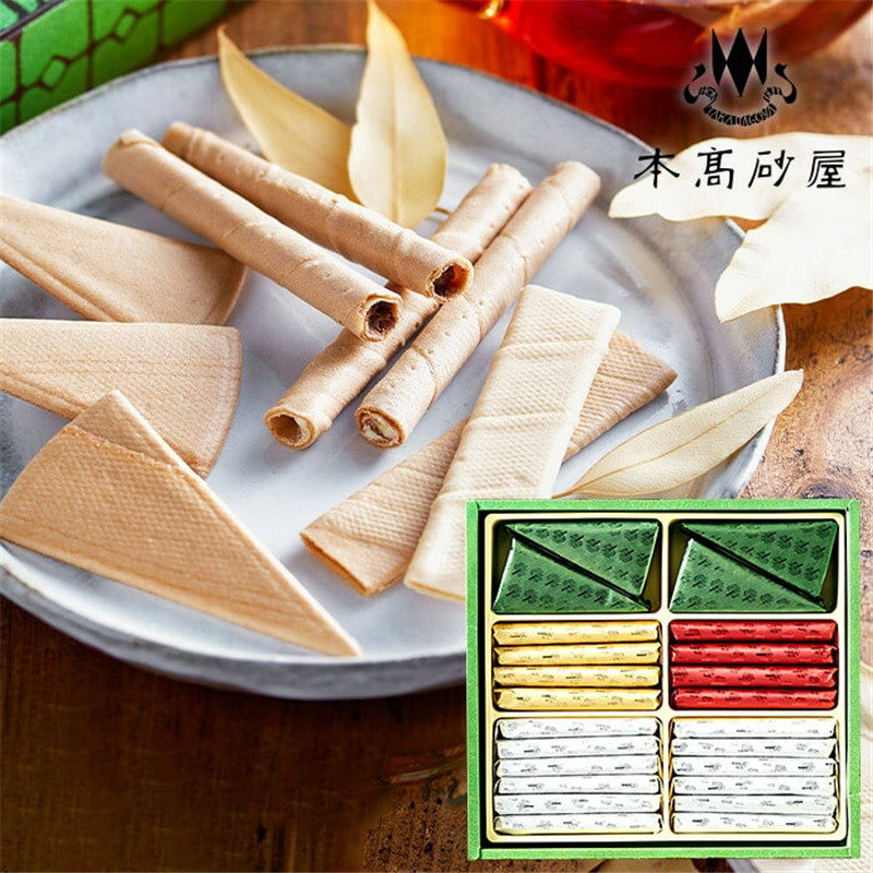 日本直邮神户百年老店出品本高砂屋什锦蛋卷酥脆饼干结婚礼盒56枚