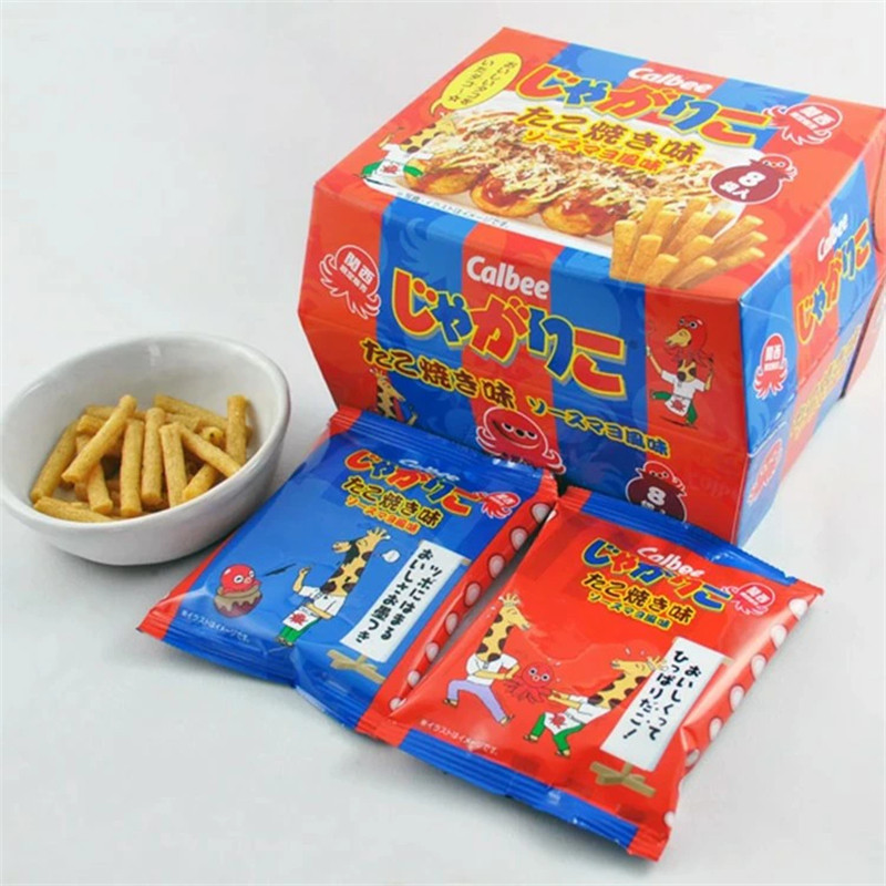 日本直邮关西限定Jagariko薯条棒 章鱼烧味/酱汁蛋黄酱风味 8小包