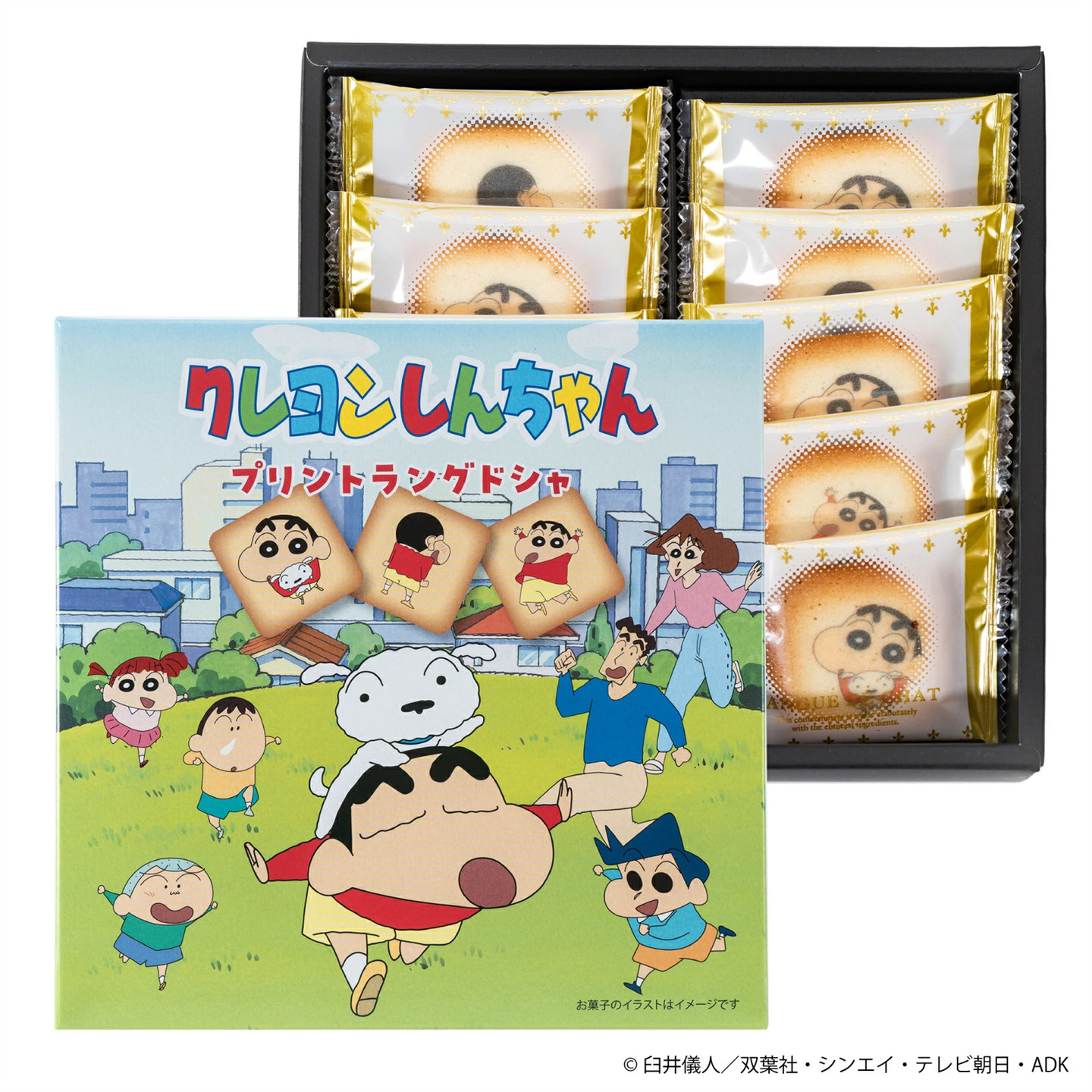 日本直邮可爱到让人舍不得吃黄油风味蜡笔小新印花猫舌饼干10个装