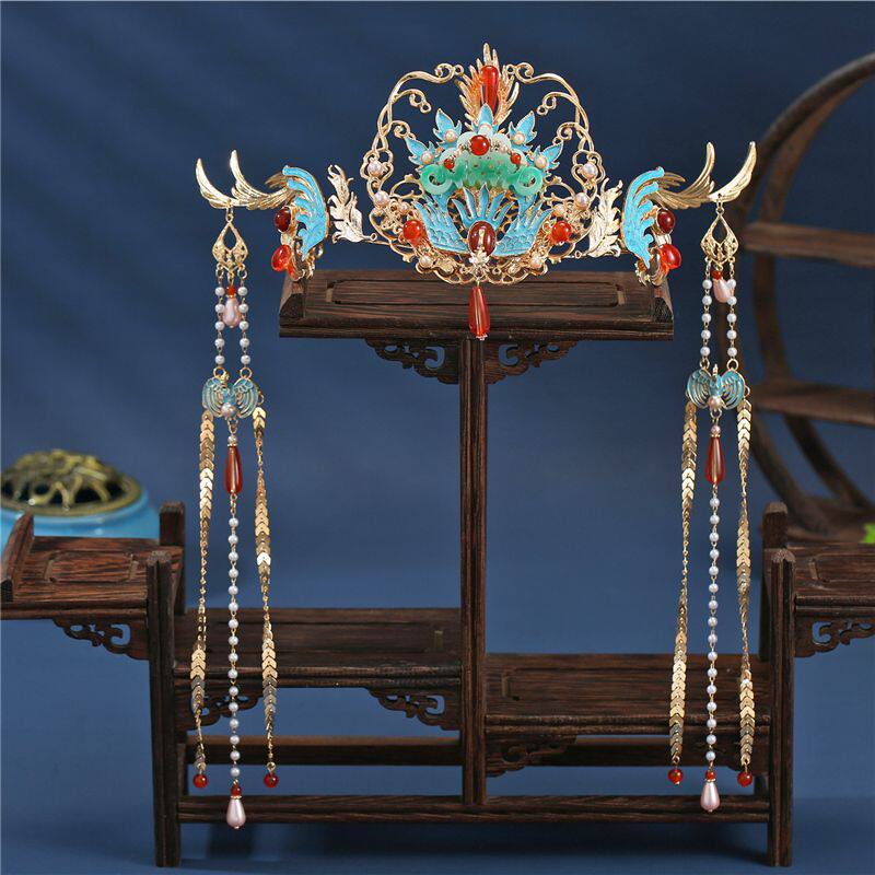 古风婚嫁凤冠古装汉服头饰大女主婚礼发饰复古流苏步摇女超仙配饰