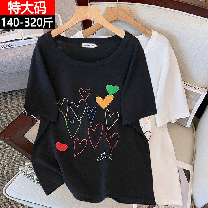 大码女装300斤胖mm宽松短袖t恤夏