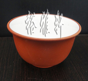 雅轩 紫砂茶杯/普通红瓷白釉紫砂杯/品茗杯/反口杯