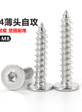 ca超薄头自攻304不锈钢扁平头平头自攻丝CM内六角自攻螺丝钉M2-M8