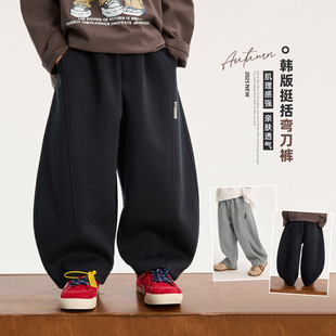 童话记忆中大童男童裤子秋装2025新款儿童针织卫裤运动裤秋冬