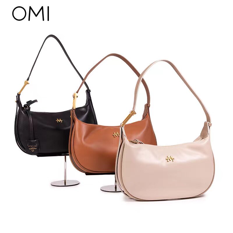 欧米omi女包潮流复古质感头层牛皮单肩包时尚大方真皮单肩斜挎包