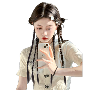 假发辫子女抓夹高马尾ins风丝带麻花长辫发饰旗袍新中式马尾假发