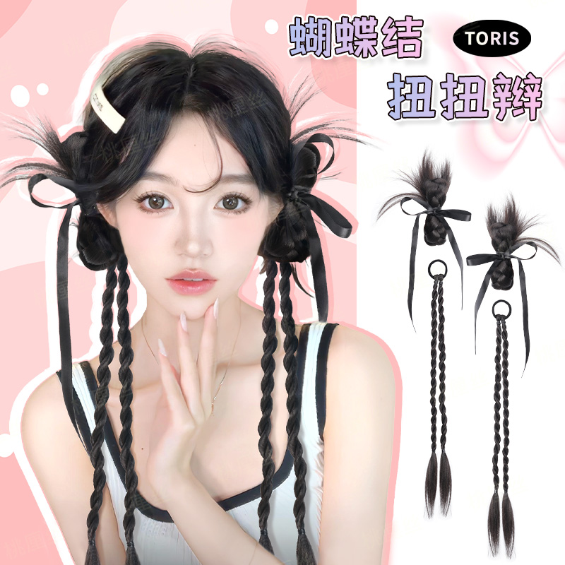 2024夏季新款蝴蝶结扭扭辫假发