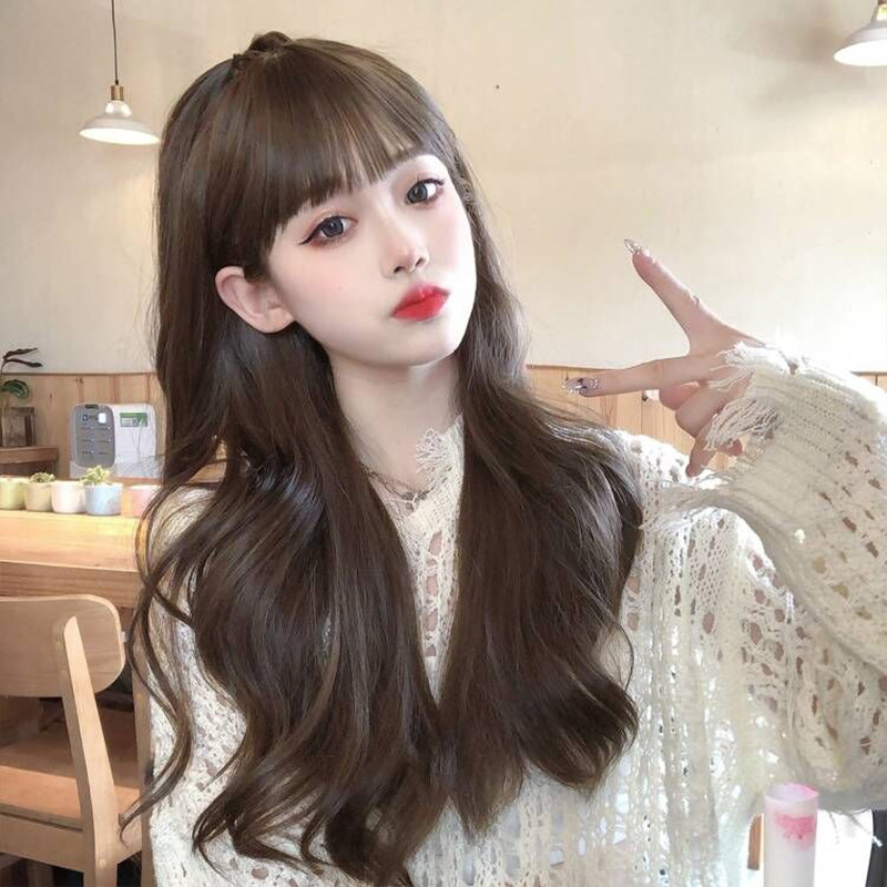 假发女长发蓬松仿真发日常jk自然刘海中长卷发逼真网红时尚全头套