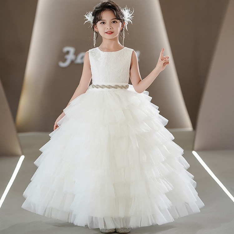 女童无袖黑色蛋糕裙秋冬新款生日简约钢琴表演儿童礼服高端轻奢