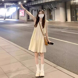 海边度假仙女沙滩 2025新款 小个子吊带无袖 挂脖连衣裙子女装 夏季