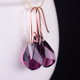 2025年新款潮气质高级玫瑰金耳环女奥地利水晶925纯银不过敏耳饰