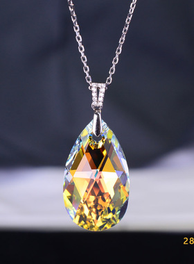 闪亮大气奥地利水晶纯银项链女